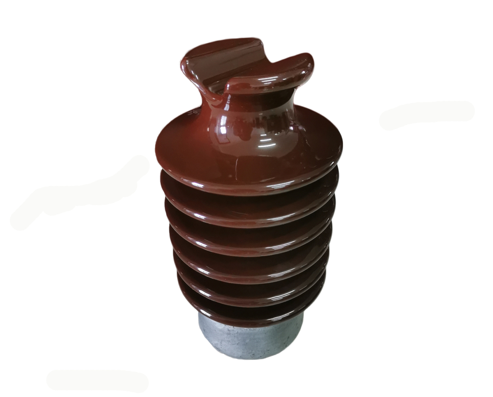 Línea esmaltada Brown brillante aislador de la porcelana del OEM 22kV del poste